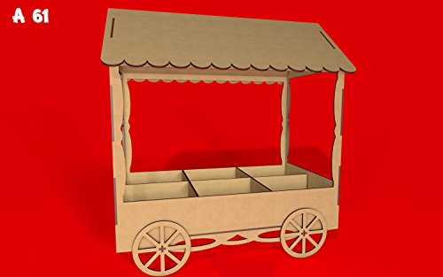 Kit para hacer carrito de chuches de madera DM para candy bar mesa dulce. Medidas: 67cm de alto x 60 cm de ancho x 34 cm de fondo Kit para hacer carrito de chuches de madera DM para candy bar mesa dulce. Medidas: 67cm de alto x 60 cm de ancho x 34 cm de fondo