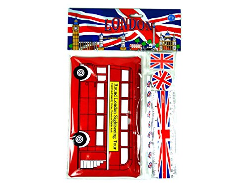 Kit rojo de dos pisos Autobús de Londres con Union Jack Caja de lápiz y de la Unión Jack Accesorios