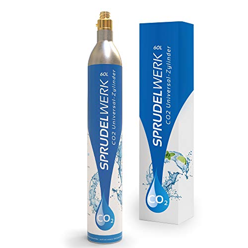 KLINOO Cilindro de CO2 de alta calidad para SodaStream – Botella cilíndrica para 60 litros de ácido carbónico – Relleno en Alemania (juego de 2)