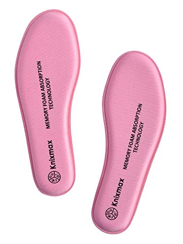 Knixmax Plantillas Memory Foam para Zapatos de Mujer y Hombre, Plantillas Confort Amortiguadoras Cómodas y Flexibles para Trabajo, Deportes, Caminar, Senderismo, EU36 (UK 03) Rosa