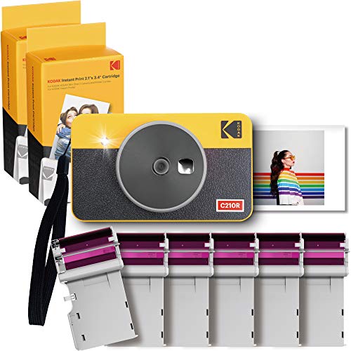 Kodak Mini Shot 2 Retro Cámara Instantánea e Impresora Fotográfica Inalámbrica Portátil, Compatible con iOS, Android y Bluetooth, Foto Real 2.1”x3.4”, Tecnología 4Pass – Paquete de 60 Hojas – Amarillo