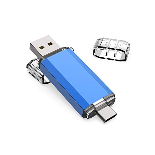 KOOTION Memoria USB Tipo C 64GB 3.0 Pendrive Type C 64 Giga OTG Pen USB C Dual Flash Drive USB C Pen Drive Doble Entrada, Azul