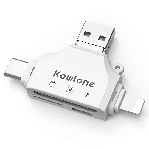 KOWLONE Lector Tarjeta de Memoria SD/Micro SD, Adaptador Micro USB OTG y Lector de Tarjetas USB 2.0 para Computadora/Laptop/Tableta y Teléfono Inteligente con Función OTG