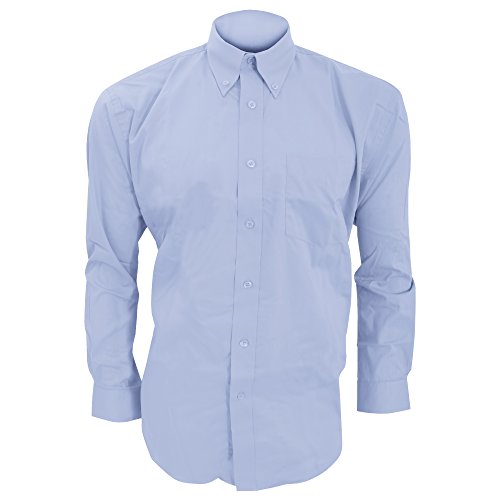 KUSTOM KIT - Camisa de Manga Larga Formal Modelo Oxford Corporate Hombre Caballero - Fiesta/Trabajo/Eventos (Cuello 38cm) (Azul Claro)
