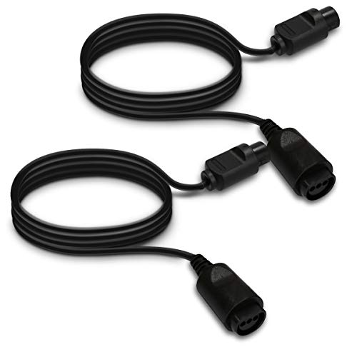 kwmobile 2x Cable de extensión compatible con Nintendo 64 Controller - Cable para consola de 180 cm en negro