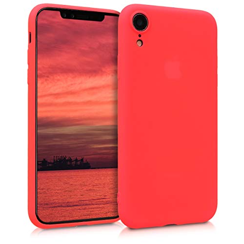 kwmobile Funda Compatible con Apple iPhone XR - Carcasa de TPU Silicona - Protector Trasero en Rojo neón