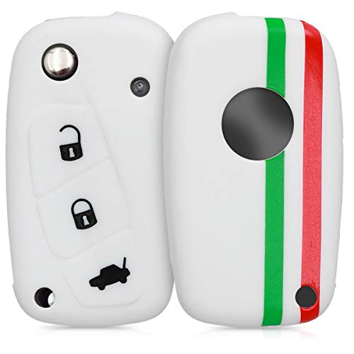 kwmobile Funda Compatible con Fiat Lancia Llave de Coche de 3 Botones - Carcasa Protectora Suave de Silicona - Bandera Italiana