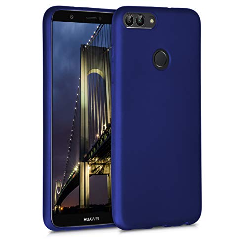 kwmobile Funda Compatible con Huawei Enjoy 7S / P Smart (2017) - Carcasa móvil de Silicona - Protector Trasero en Azul Metalizado