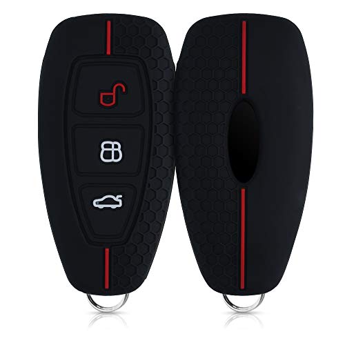 kwmobile Funda de Silicona Compatible con Ford Llave de Coche Keyless Go de 3 Botones - Carcasa Suave de Silicona - Case Mando de Auto Negro/Rojo kwmobile Funda de Silicona Compatible con Ford Llave de Coche Keyless Go de 3 Botones - Carcasa Suave de Silicona - Case Mando de Auto Negro/Rojo