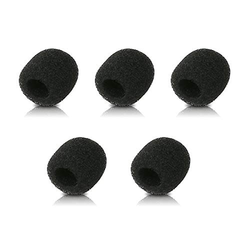 kwmobile Set de 5x filtro de espuma para micrófono - Protector antipop 1.8x2 CM - Pantallas antiviento en negro