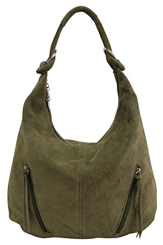 La bolsa de asas de cuero de las mujeres Bolso de gamuza Bolso de hombro Bolso de compartimiento Shopper grande WL822 (verde oliva)