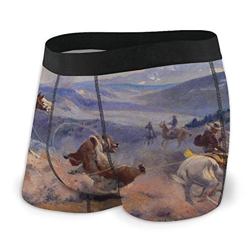 La famosa pintura artística de bucles y caballos rápidos son más surer que plomo por Charles Marion Russell ComfortSoft algodón cintura calzoncillos calzoncillos calzoncillos tipo bóxer para hombre