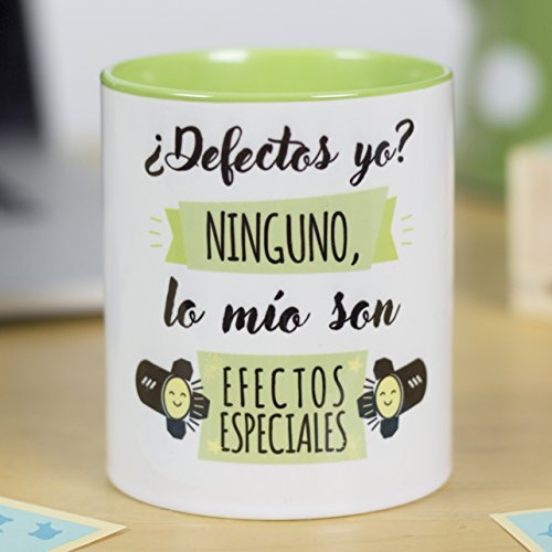 La Mente es Maravillosa - Taza con Frase y dibujo. Regalo original y gracioso (¿Defectos yo? Ninguno, lo mío son efectos especiales) Taza Diseño Defectos