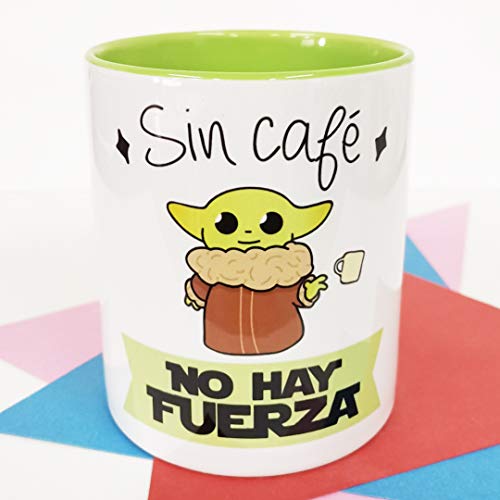 La Mente es Maravillosa - Taza con Frase y Dibujo. Regalo Original y Gracioso (Sin café no Hay Fuerza)