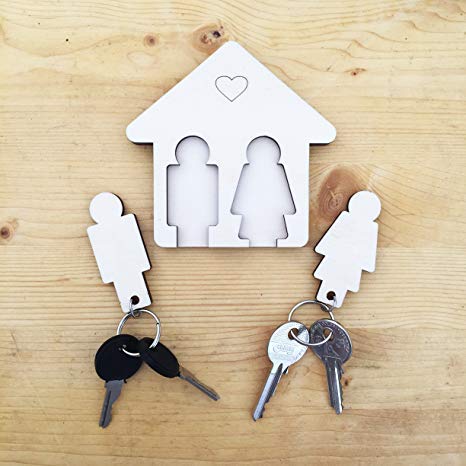 LAC Organizador de Llaves con 2 Llaveros para Pareja | Cuadro de Madera para la Casa y la Oficina | Accesorios Guardallaves para Colgar en el Hogar | Regalo Ideal de San Valentín para Parejas LAC Organizador de Llaves con 2 Llaveros para Pareja | Cuadro de Madera para la Casa y la Oficina | Accesorios Guardallaves para Colgar en el Hogar | Regalo Ideal de San Valentín para Parejas