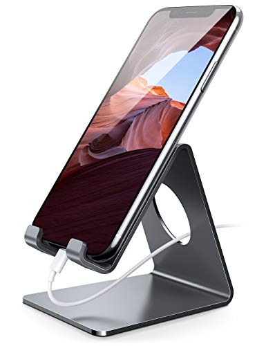 Lamicall Soporte Móvil, Soporte Teléfono - Soporte Dock Base para Teléfono para iPhone 12 Mini, 12 Pro MAX, 11 Pro, XS XS MAX XR X 8 7 6 Plus 5 SE, Samsung S10 S9 S8, Huawei, Otras Smartphones - Gris