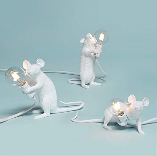 Lámpara de mesa de rat a nórdica lámpara de mesa de resina de ratón de dibujos animados