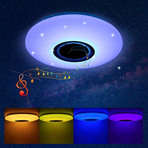 lampara techo bluetooth altavoz, Laiashley plafon led techo regulable, 60W RGB Cambio de Color para Domitorios Juveniles Salón, Estrellas Moderna Redonda 40cm luces decorativas habitacion lampara techo bluetooth altavoz, Laiashley plafon led techo regulable, 60W RGB Cambio de Color para Domitorios Juveniles Salón, Estrellas Moderna Redonda 40cm luces decorativas habitacion