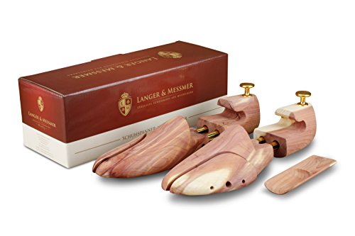 Langer & Messmer hormas para zapatos de madera de cedro (para hombre y mujer), incluye calzador pequeño de madera de cedro, perfecto para viajes tamaño 34-50, el original (46/47 EU)