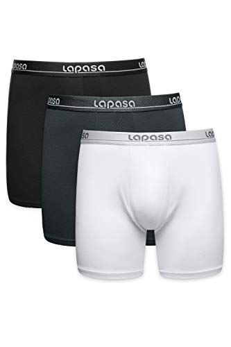LAPASA Pack de 3 Calzoncillos Bóxer Hombre de Micromodal (Versión Larga) M45 LAPASA Pack de 3 Calzoncillos Bóxer Hombre de Micromodal (Versión Larga) M45