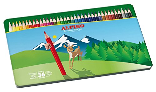 Lapices de Colores Alpino - Estuche de Lápices de Madera con 36 unidades - Lapices Profesionales para Adultos - Estuche Metálico, Forma Hexagonal, Mina Resistente 3mm, Eco Friendly, Ergonomico Lapices de Colores Alpino - Estuche de Lápices de Madera con 36 unidades - Lapices Profesionales para Adultos - Estuche Metálico, Forma Hexagonal, Mina Resistente 3mm, Eco Friendly, Ergonomico