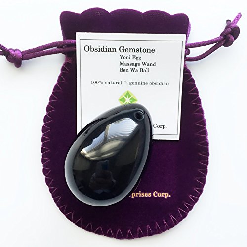 Large Size Yoni Egg, Pre-drilled, Made of Obsidian Gemstone, Entry Level Affordable, Manually Polished, with Certficate and Instructions, For Strengthening Love Muscles to Battle Urinary Incontinence, by Polar Jade