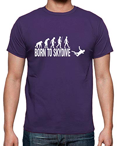 latostadora - Camiseta Born To Skydive Mod1 para Hombre Morado M