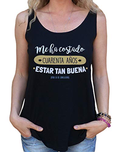 latostadora - Camiseta Cuarenta Anos para Mujer Negro M