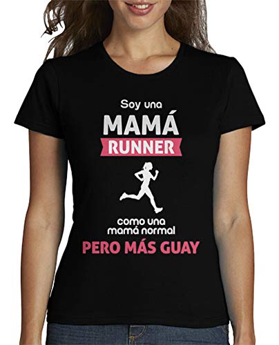 latostadora - Camiseta Mama Runner para Mujer Negro M