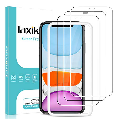 laxikoo 3 Pack Protector Pantalla para iPhone 11 /iPhone XR (6,1''), 9H Dureza Cristal Templado con Marco de Instalación Fácil No Burbujas Alta Definicion Vidrio Templado iPhone 11 /XR - Transparente