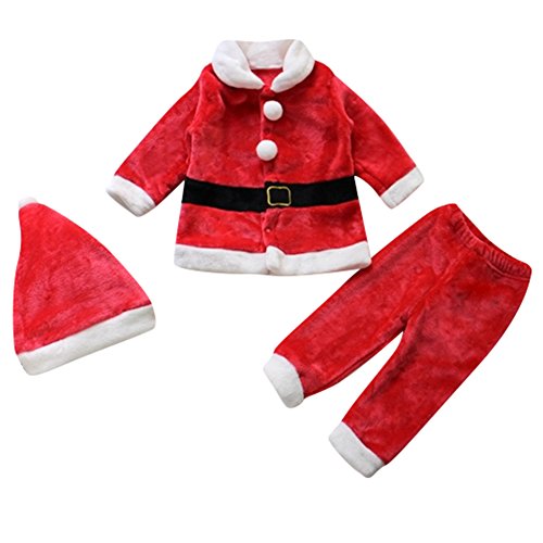 Le SSara Bebé 3pcs Navidad Santa Claus Traje Traje Sombrero + Capa + pantalón (18-24 Meses)