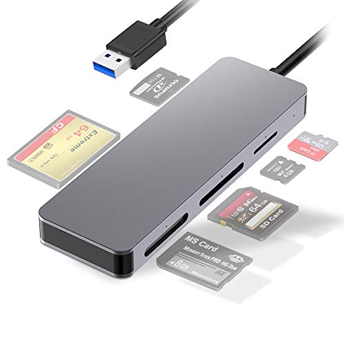 Lector de tarjetas SD/CF, lector de tarjetas de memoria USB3.0 multifuncional para cámaras Tarjetas de memoria Micro SD/SDXC/CF/SD/SDHC/MS/XD/T-Flash/MMC para Mac OS, Linux, Chrome OS, Windows
