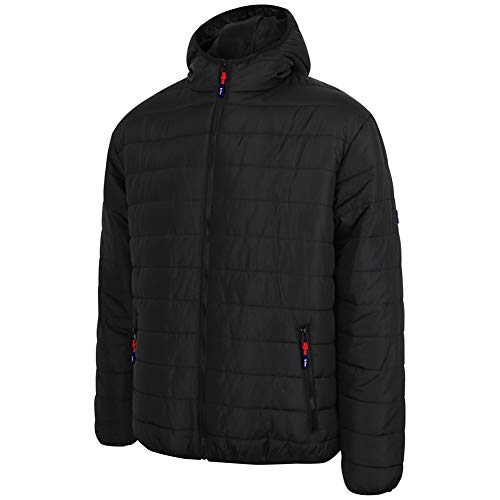 Lee Cooper LCJKT454 ropa de trabajo para hombre Full Zip térmica capa de la chaqueta con capucha ropa de trabajo con cremallera acolchado, Negro, Grande