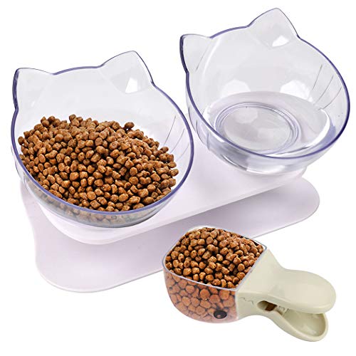 Legendog Cuenco del Gato, Determinado Antideslizante Cuello inclinable Tazón Protector del alimento para Mascotas con Cucharada de Comida (Clear) Legendog Cuenco del Gato, Determinado Antideslizante Cuello inclinable Tazón Protector del alimento para Mascotas con Cucharada de Comida (Clear)
