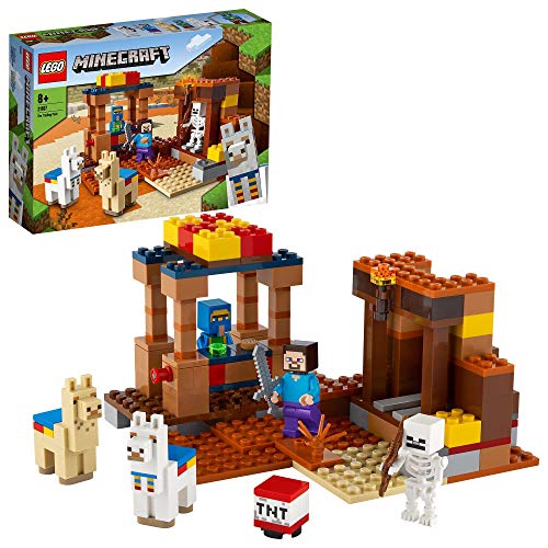 LEGO 21167 Minecraft El Puesto Comercial, Set de Construcción con Figuras de Steve, Esqueleto y Llamas, Juguete para niños y niñas +8 años