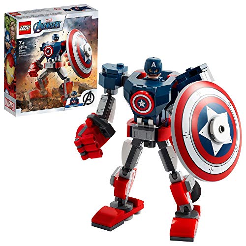 LEGO 76168 Marvel Vengadores Classic 76168 Armadura Robótica del Capitán América, Figura de Acción de Juguete para Niños a Partir de 7 Años