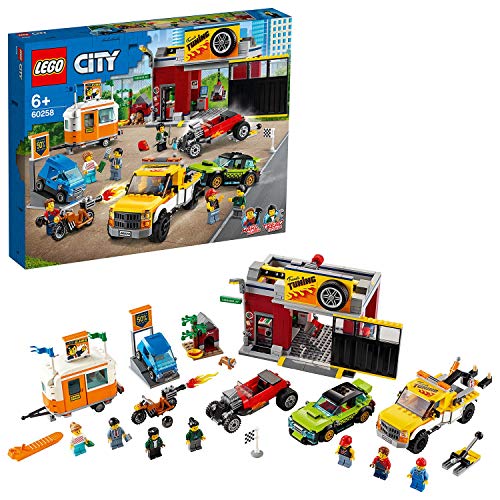 LEGO City Turbo Wheels - Taller de Tuneo, Juguete de Construcción con Vario Vehículos y 7 Minifiguras de la Serie de Televisión, Recomendado a Partir de 6 Años (60258) , color/modelo surtido