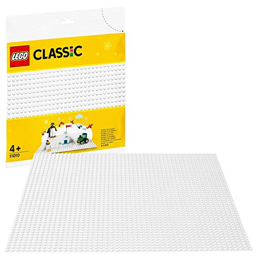 LEGO Classic - Base Blanca, Plancha de Color Blanco Compatible con las Piezas de LEGO, Base de 25 x 25 cm, Recomendado a Partir de 4 Años (11010)