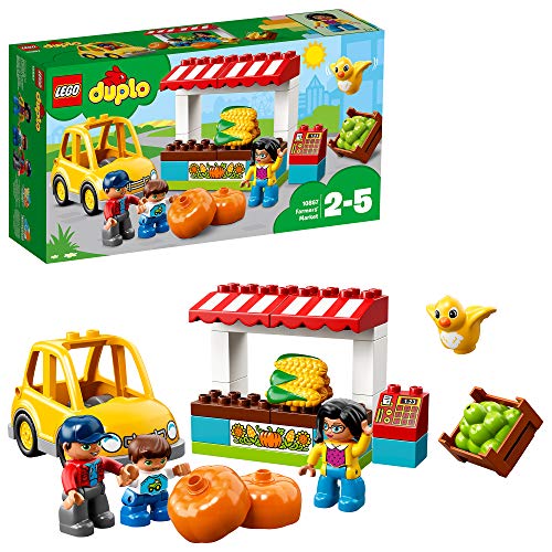 LEGO DUPLO Town - Mercado de la Granja, Juguete de Preescolar de Construcción con Coche Amarillo y Muñecos para Niñas y Niños de 2 a 5 Años (10867)