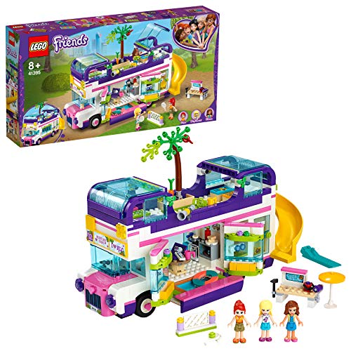 LEGO Friends - Bus de la Amistad, Set de Construcción de Autobús de Juguete con Piscina y Tobogán, Incluye Muñecas de Olivia, Mia y Stephanie, a Partir de 8 Años (41395)