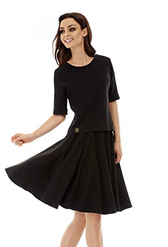 Lemoniade - Vestido de mujer con falda y blusa (fabricada en la UE) en llamativo diseño Modelo 2 de color negro. 42