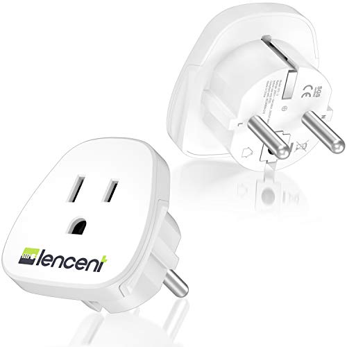LENCENT 2X Adaptador de Enchufe de USA a Enchufe Europeo, Adaptador Americano España, Adaptador EEUU a EU, Adaptador de Viaje Estados Unidos a Español LENCENT 2X Adaptador de Enchufe de USA a Enchufe Europeo, Adaptador Americano España, Adaptador EEUU a EU, Adaptador de Viaje Estados Unidos a Español
