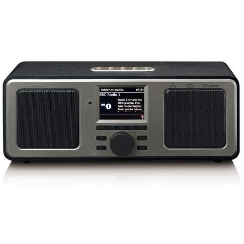 Lenco DIR-165 - Radio por Internet con W-LAN (Bluetooth y Wi-Fi, Dab+, Radio FM, Pantalla a Color de 2,4", función de Despertador, Control Mediante aplicación Undok, 16 W RMS), Color Negro