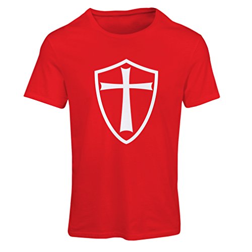 lepni.me Camiseta Mujer Caballeros Templarios - Escudo de los Templarios (Small Rojo Blanco)
