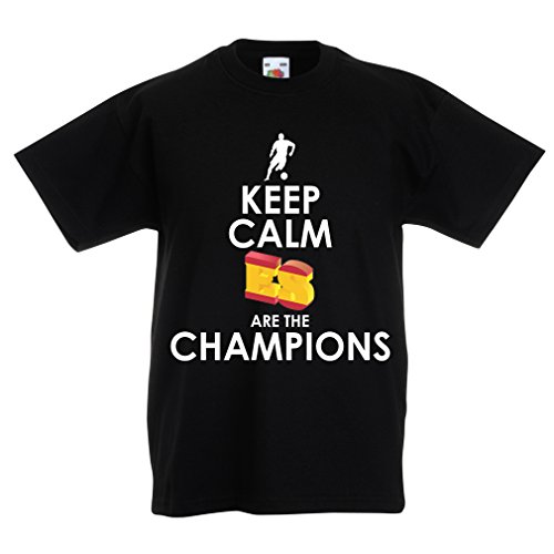 lepni.me Camiseta Niños/Niñas Españoles Son los campeones, Campeonato de Rusia 2018, Copa del Mundo - Equipo del fútbol de Camisa del admirador de España (9-11 Years Negro Multicolor)