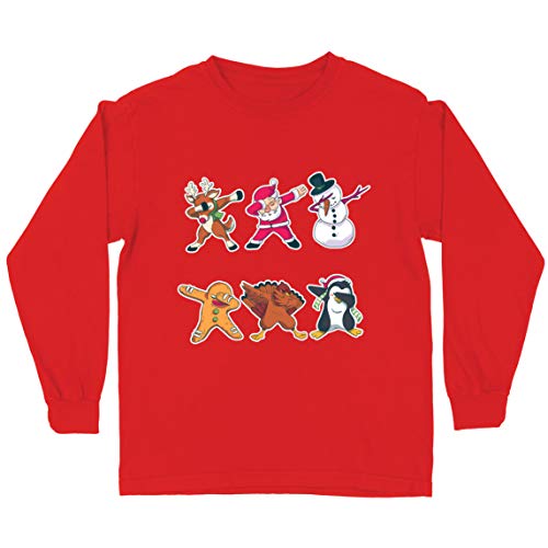 lepni.me Camiseta para Niño/Niña Dab de Navidad - Dabbing Papá Noel Ciervo muñeco de Nieve (5-6 Years Rojo Multicolor)