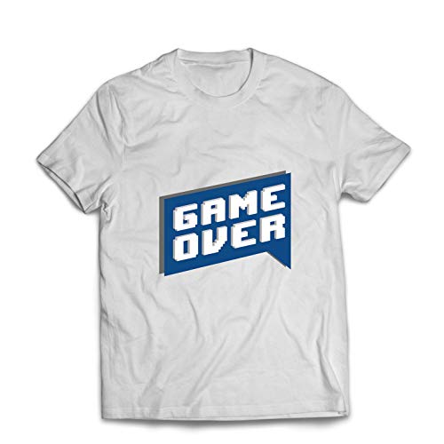 lepni.me Camisetas Hombre Game Over, Camisa de Videojuegos de Regalo para un Jugador (XXX-Large Blanco Multicolor)