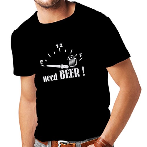 lepni.me Camisetas Hombre ¡Necesito más Cerveza! Divertido Regalo, Bebida - Bar - Lemas Fiesta (Large Negro Blanco)