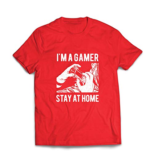 lepni.me Camisetas Hombre Soy una Jugador Regalo de Cuarentena para Videojuegos Quédate en Casa (XX-Large Rojo Multicolor)