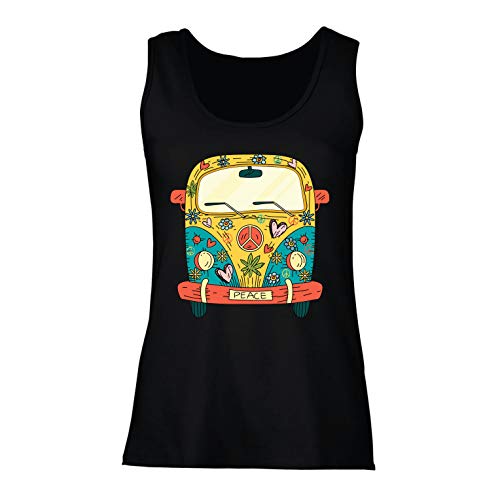 lepni.me Camisetas sin Mangas para Mujer Años 60 70 Hippie Van, Flores, Amor, símbolo de Paz Libertad (Large Negro Multicolor) lepni.me Camisetas sin Mangas para Mujer Años 60 70 Hippie Van, Flores, Amor, símbolo de Paz Libertad (Large Negro Multicolor)